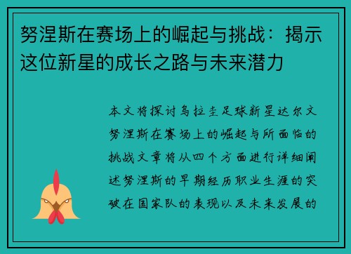 努涅斯在赛场上的崛起与挑战：揭示这位新星的成长之路与未来潜力